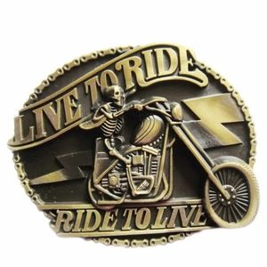 Live to ride ride to live belt buckle 4x3"